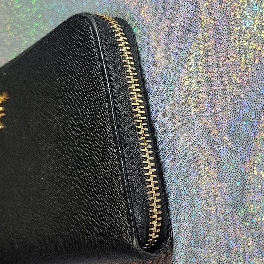 Prada Black Saffiano Textured Leather Zip Around Continental Long Wallet - Picture 5 of 12